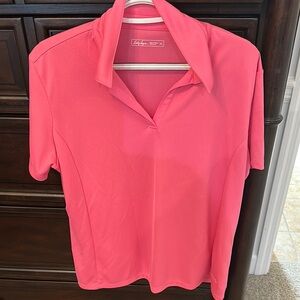 Lady Hagen Pink Fitted Button Down Polo Shirt